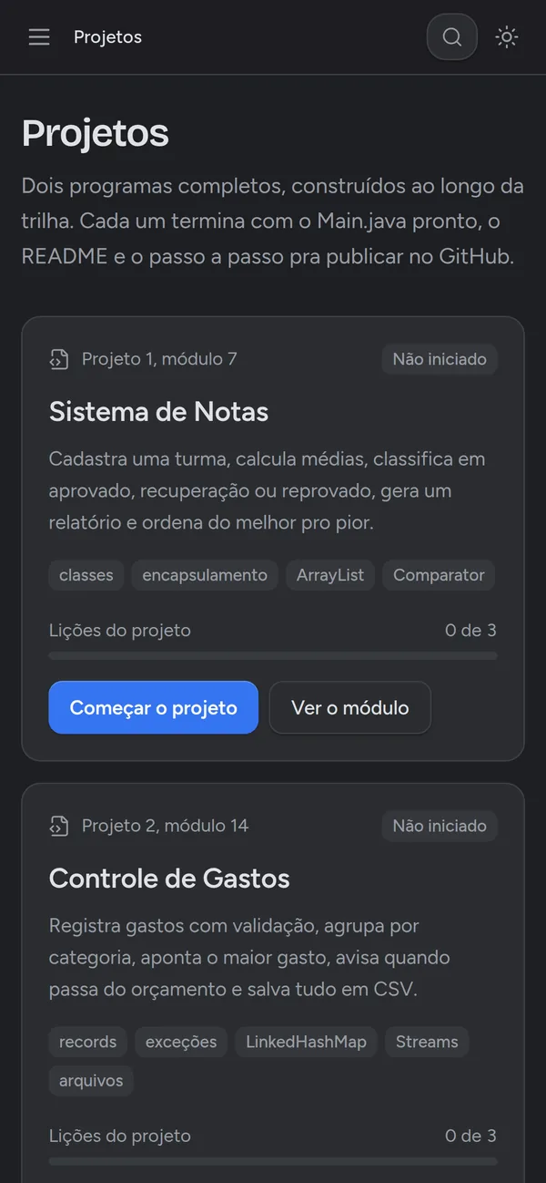 Projetos: Sistema de Notas e Controle de Gastos
